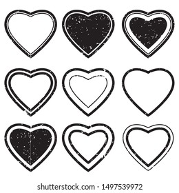 heart shape postal stamps set.illustration vector