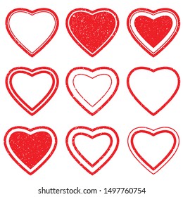 heart shape postal stamps set.illustration vector
