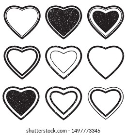 heart shape postal stamps set.illustration vector