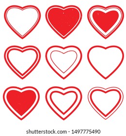 heart shape postal stamps set.illustration vector