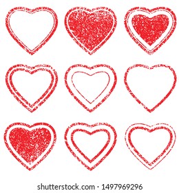 heart shape postal stamps set.illustration vector