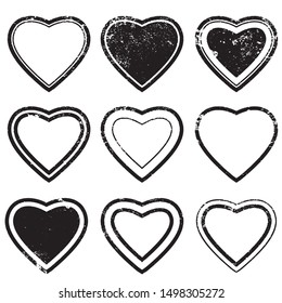heart shape postal stamps set.illustration vector