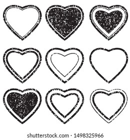 heart shape postal stamps set.illustration vector