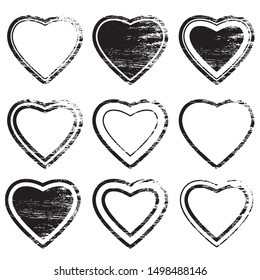 heart shape postal stamps set.illustration vector