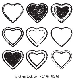 heart shape postal stamps set.illustration vector