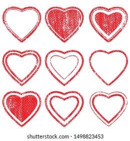 heart shape postal stamps set.illustration vector