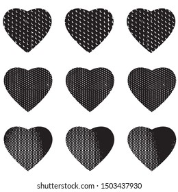 heart shape postal stamps set.illustration vector