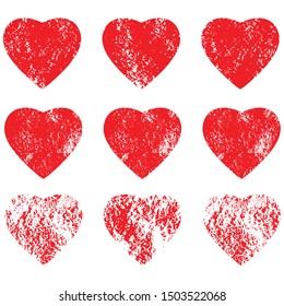 heart shape postal stamps set.illustration vector
