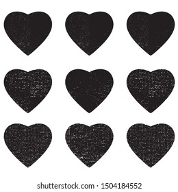 heart shape postal stamps set.illustration vector
