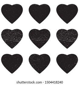 heart shape postal stamps set.illustration vector