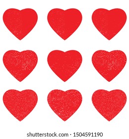 heart shape postal stamps set.illustration vector