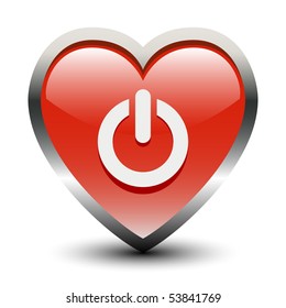 Heart Shape Power Sign Icon