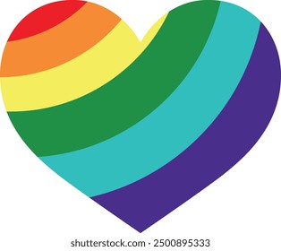 heart shape with pride color inside, heart shape vector illustration.