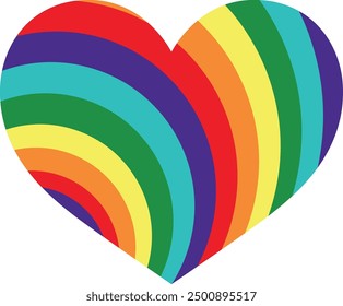 heart shape with pride color inside, heart shape vector illustration.