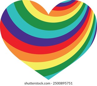heart shape with pride color inside, heart shape vector illustration.