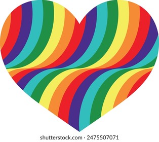 forma de corazón con orgullo o color arco iris en el interior, forma de corazón Ilustración vectorial.