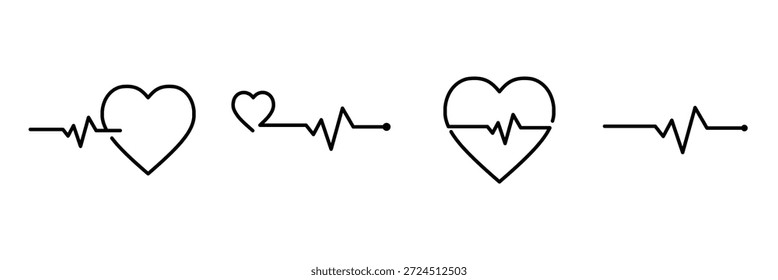 Herzform Puls Icon Set für medizinisches und Gesundheitsdesign. Heartbeat-Vektor. eps 10
