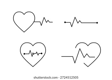 Herzform Puls Icon Set für medizinisches und Gesundheitsdesign. Heartbeat-Vektor. eps 10