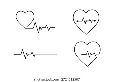 Herzform Puls Icon Set für medizinisches und Gesundheitsdesign. Heartbeat-Vektor. eps 10