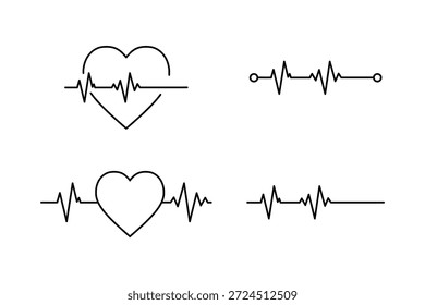 Herzform Puls Icon Set für medizinisches und Gesundheitsdesign. Heartbeat-Vektor. eps 10
