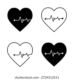 Herzform Puls Icon Set für medizinisches und Gesundheitsdesign. Heartbeat-Vektor. eps 10