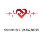 Heart Shape and Pulse Line Combination Logo for Health Care, Medical or Cardiology Business icon