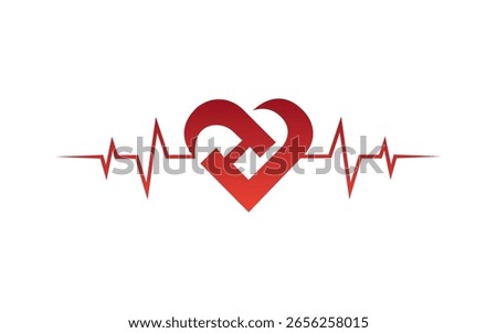 Heart Shape and Pulse Line Combination Logo for Health Care, Medical or Cardiology Business icon