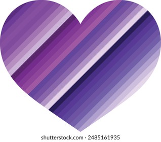 forma de corazón con color de tira diagonal púrpura en el interior, forma de corazón Ilustración vectorial.