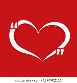 heart shape with quotation mark and text space