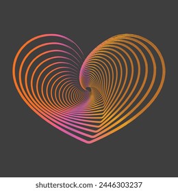 heart shape in radial vector, illustration for any design