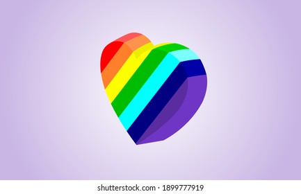 Heart shape in rainbow color illustration symbol of gay pride. Rainbow heart shape love vector logo icon.