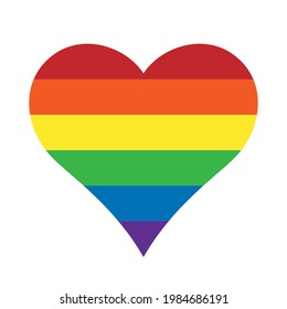 Heart shape with rainbow color stripe pattern. Vector illustration image.
