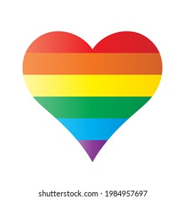 Heart shape with rainbow color stripe pattern. Vector illustration image.