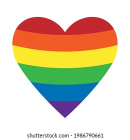 Heart shape with rainbow color stripe pattern. Vector illustration image.