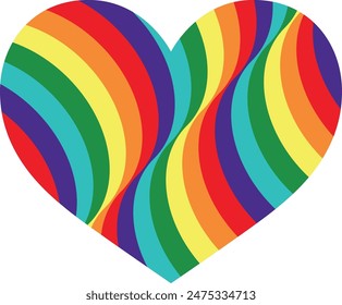 heart shape with rainbow or pride color inside, heart shape vector illustration.