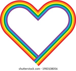 Arcoiris de forma cardíaca con fondo blanco, lgbt, orgullo,