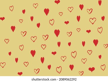 Heart shape Randomly scattered pattern illustration (yellow background)