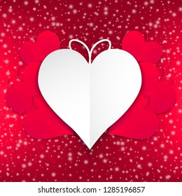 Heart shape with red background, vector, illustration, eps file