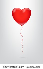 Heart shape red balloon isolated on grey background. Vector.