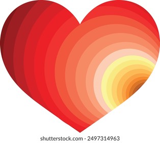 heart shape with red circle monochrome color inside, heart shape vector illustration.