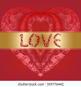 Heart Shape, Red Cloth Background, Fabric folds as Abstract Valentine Day