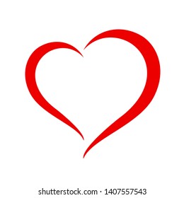 heart shape red isolated on white background, heart-shaped flat icon symbol, red heart shape for decoration valentine's card, heart shape for logo graphic design