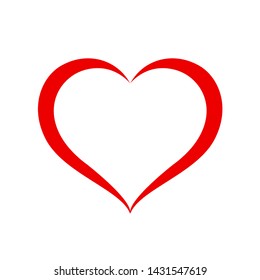 heart shape red isolated on white background, heart-shaped flat icon symbol, red heart shape for decoration valentine's card, heart shape for logo graphic design