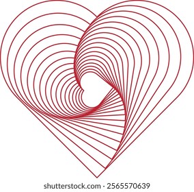 Heart shape in red lines symbol love vector vector background