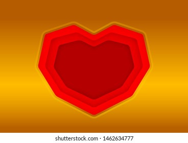 heart shape red on copper background, red frame shaped heart on copper texture for greeting card paper, luxury heart shape red color for decoration valentine graphic icon, cute heart shape symbol