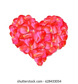 Heart shape of red petals vector