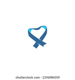 heart shape ribbon creative design logo