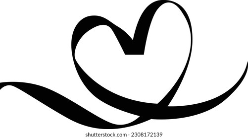 Heart Shape Ribbon (Editable) - Vector Illustration
