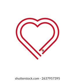 heart shape ribbon icon of french polynesia flag. vector illustration isolated on white background
