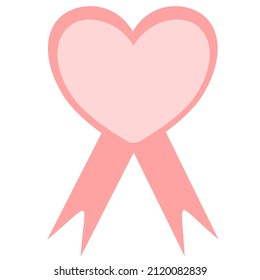 Vector de etiqueta de cinta de forma cardíaca.